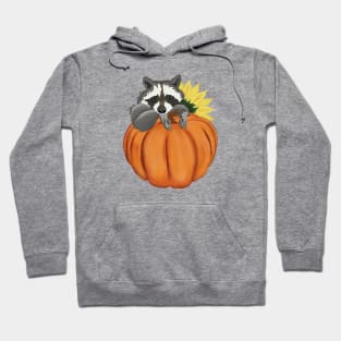 Raccoon, Pumpkin and Sunflower Hoodie